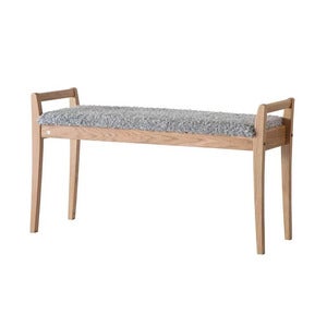 Meja Benk Lakkert eik/safeskinn look Lysegrå