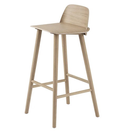 Nerd barstol 75 cm - med fotstøtte i metall - Oak