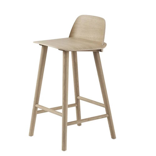 Nerd barstol 65 cm - med fotstøtte i metall - Oak