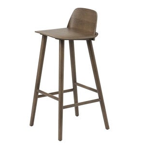 Nerd barstol 75 cm - med fotstøtte i metall - Stained Dark Brown