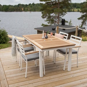 Panama spisebord 160-240x90 cm Hvit/Teak