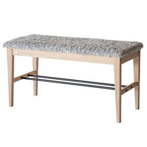Cora Bench Hvitoljet eik/safeskinn look Lysegrå