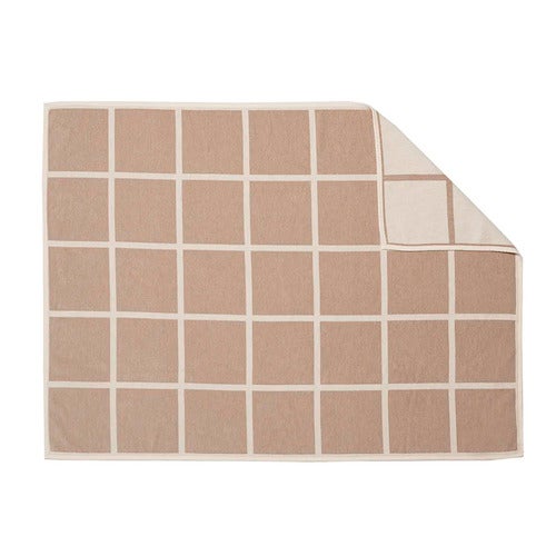 Vevd pledd i lammeull Criss Beige