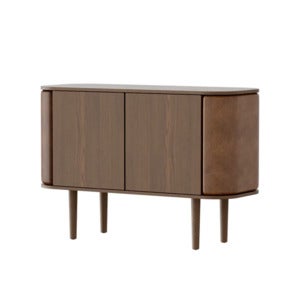 Treasures skap med 2 dører i mørk eik/Brown Faux leather