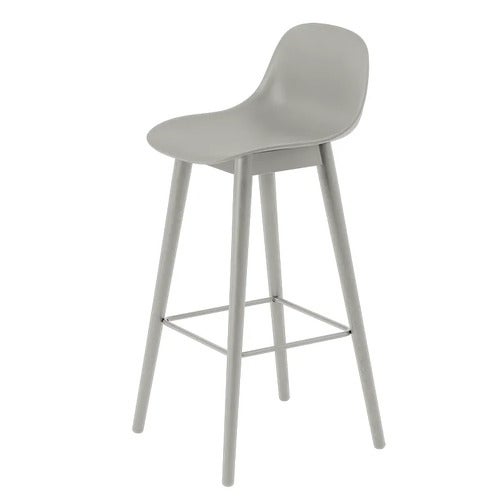 Fiber barstol høy Wood Base - 75 cm - Grey/Grey