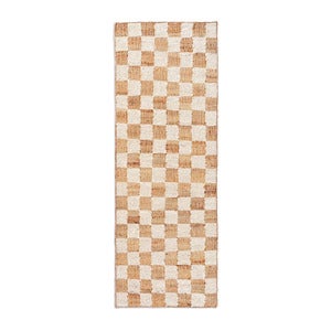 Håndvevd Ullteppe Check 70x180 cm Off-White