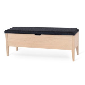 Klinte benk 120 cm hvitoljet eik med Nojus ullstoff