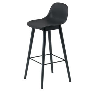 Fiber barstol høy Wood Base - 75 cm - Black/Anthracite