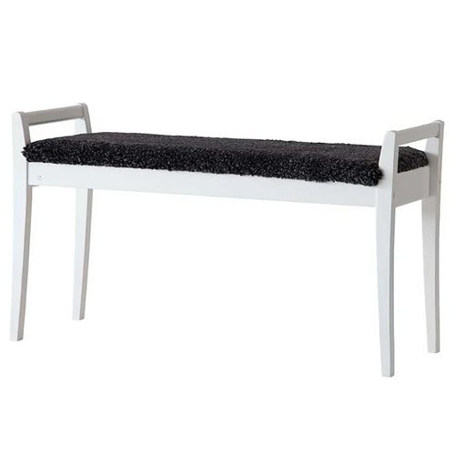 Meja Bench Hvitlakkert bjørk/safeskinn mørk grå