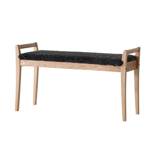Meja benk lakkert eik/safeskinn mørkegrå