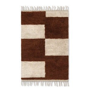  Mara knyttet teppe 120x180 cm mørk murstein/off-white