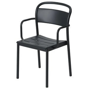 Linear Steel Stol med armlener - Anthracite Black 