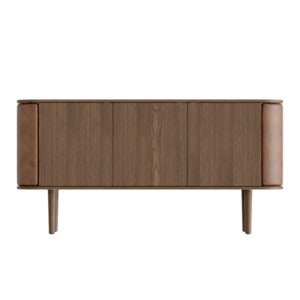 Treasures 3-dørs skap mørk eik/Brown faux leather