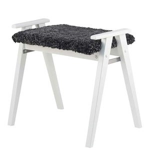 Alme Krakk Hvitlakkert bjørk/saueskinn mørkegrå