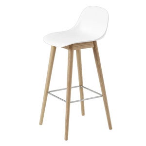 Fiber barstol høy Wood Base - 75 cm - Natural White/Oak