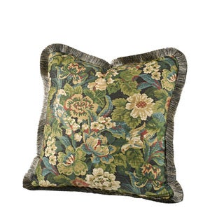 Putetrekk i Ebonleaf Flower med frynsekant - 50x50 cm