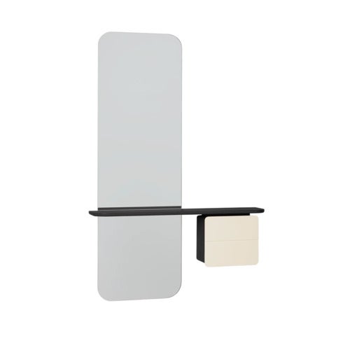 One More Look Speil Sort eik/Pearl White